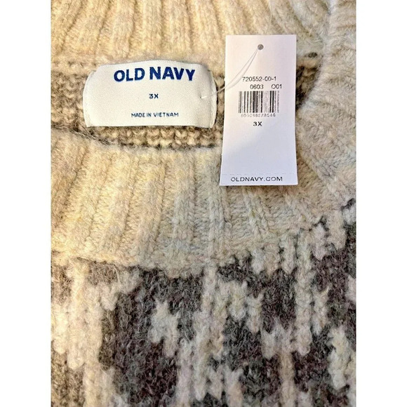 Old Navy Plus 3X Gray-Beige Animal Print Crew Neck Long Raglan Sleeve Sweater - Picture 6 of 6